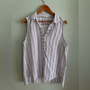 beachlunchlounge Ivory and Charcoal Striped Blouse